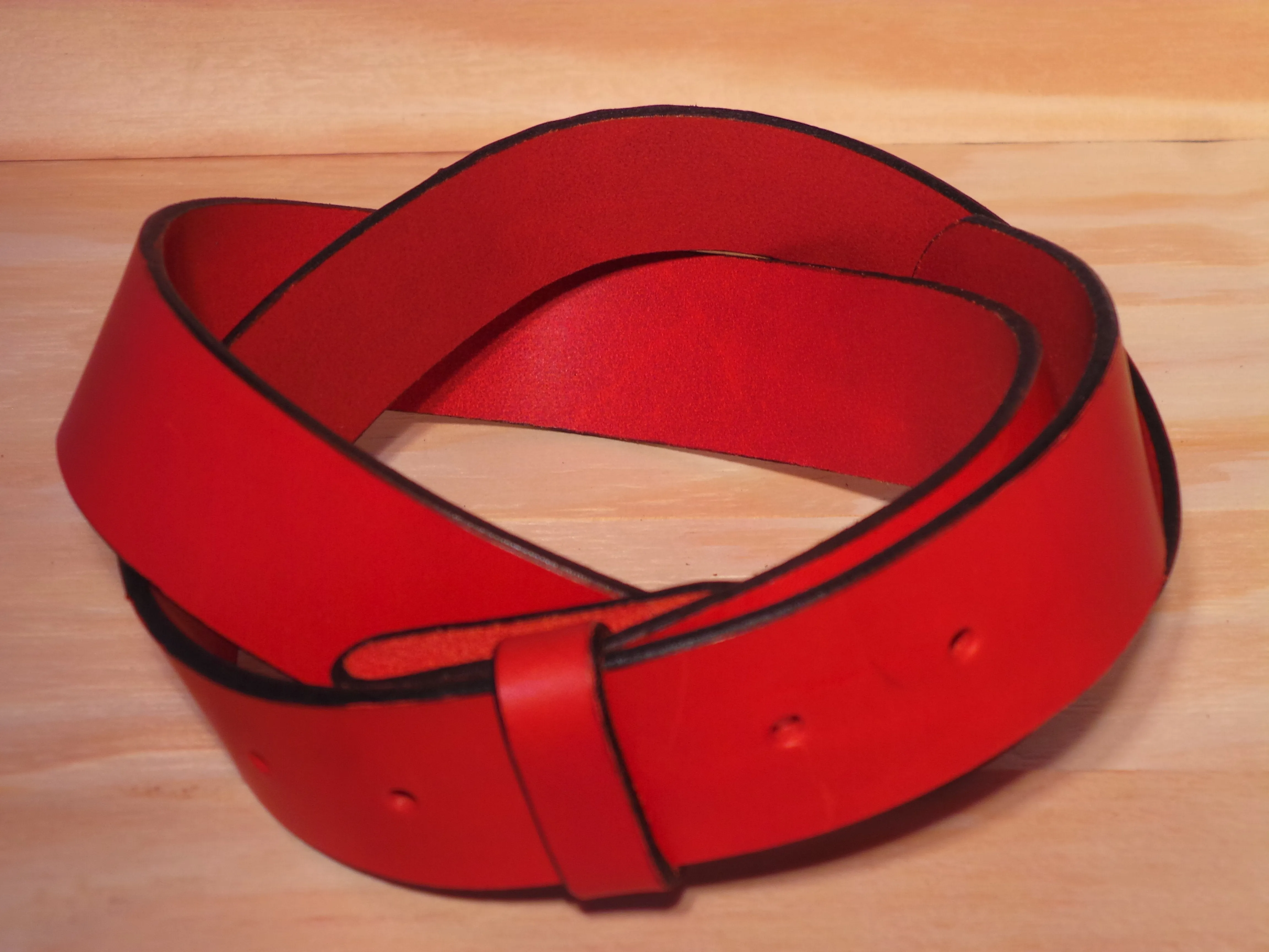 100% Real Red 1 1/4" Inch (32mm) Leather Belt Strap