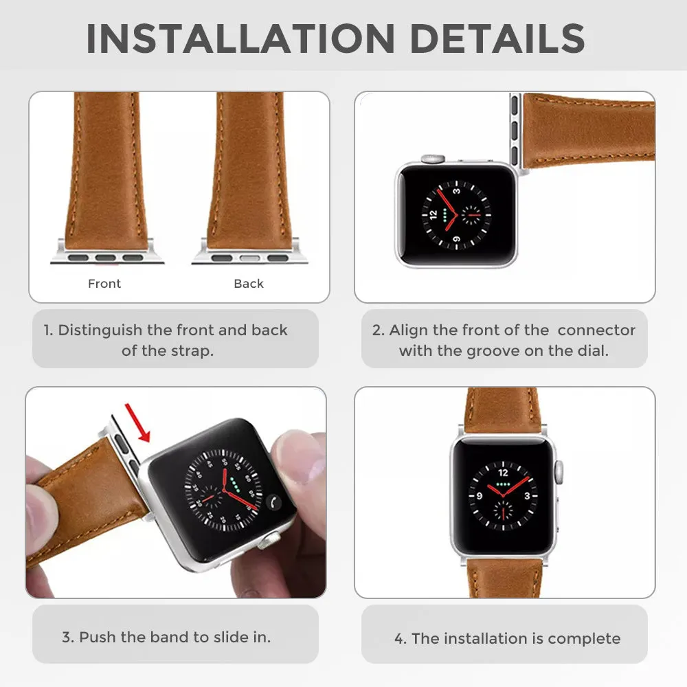 Apple Watch 41mm / 40mm / 38mm | Leather Watch Band Strap | Brown