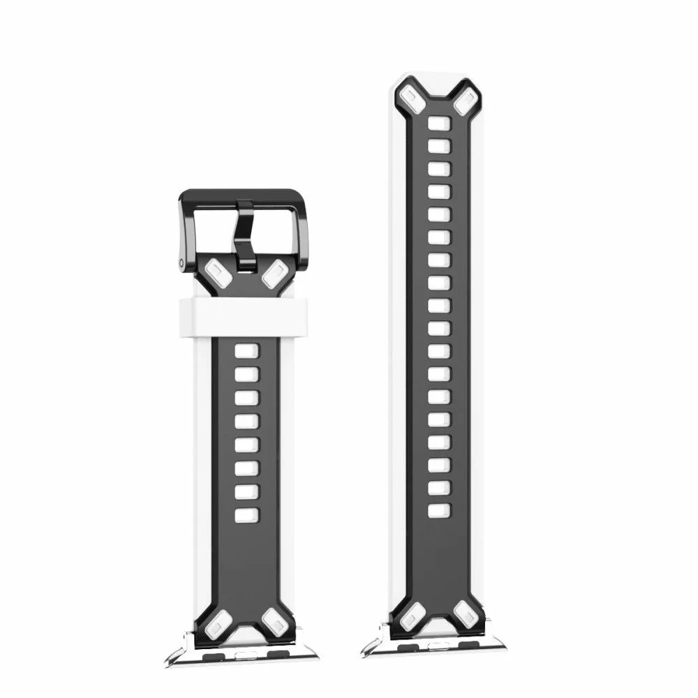 Apple Watch (45mm) color splice silicone watch strap - Black / White