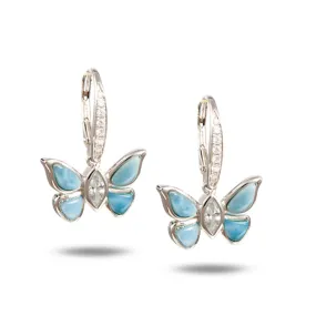 Butterfly Earrings, Sterling & Larimar