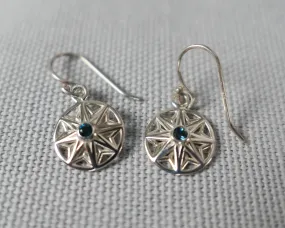 Small Flower Drop Earrings, London Blue Topaz Sterling Silver